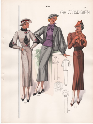 Chic Parisien art deco fashion illustrations 1936